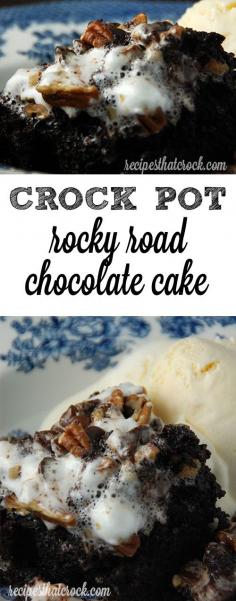 Crock Pot Rocky Road Chocolate Cake - Incredible cake sure to impress anyone!