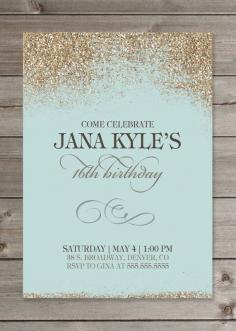 Girl's Birthday Party Glitter Invitation idea