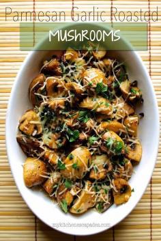 
                    
                        Parmesan Garlic Roasted Mushrooms - My Kitchen Escapades
                    
                