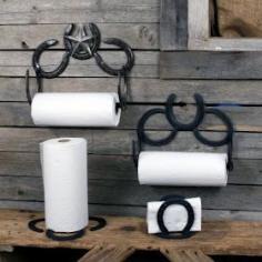 Horse shoe paper towel and napkin holder