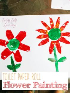 Paint beautiful flowers with toilet paper rolls - fun craft for little ones