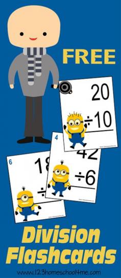 FREE Minion themed Division Flashcards! What a FUN way for kids to gain math fluency; great for independent practice, drilling, or games.*