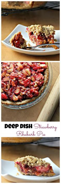 Deep Dish Strawberry Rhubarb Pie Recipe with Crumb Topping