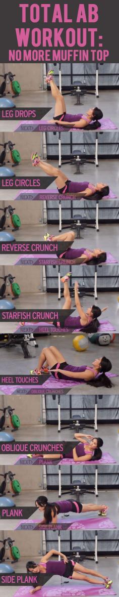 .This workout will show you some of the best ab exercises for toning and slimming your waist and abs to banish that muffin top for good. #exercise #workout #abs #sixpack #fitness