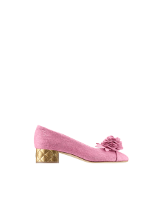 Felt pumps with a camellia and... - CHANEL
