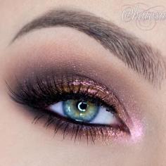 Copper and pink glitter #eye #makeup #eyes #eyeshadow #bright #dramatic #bold