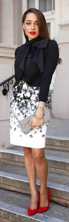 Work outfits ideas...Flowers & Bows by A Keen Sense Of Style