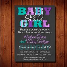 Original Designer of Modern Twins It's Two Baby Girls Shower by LiveBrightDesigns, $14.99