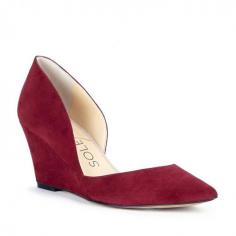 
                    
                        This versatile crimson suede wedge would be a great addition to your office wardrobe!
                    
                