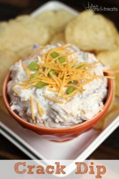 "Crack Dip" recipe - Super Simple Chip Dip Loaded with Cheese, Bacon, Ranch and Sour Cream!