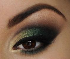 Green with gold eyeshadow