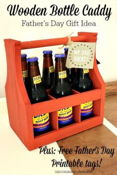 
                    
                        Fabulous Father's Day Gift Idea... a Wooden Bottle Caddy with free Printable "My Dad Rocks" tags!  www.uncommondesig...
                    
                