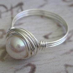 
                    
                        Sterling Silver Wire Wrapped Pearl Ring by Perfections on Etsy
                    
                