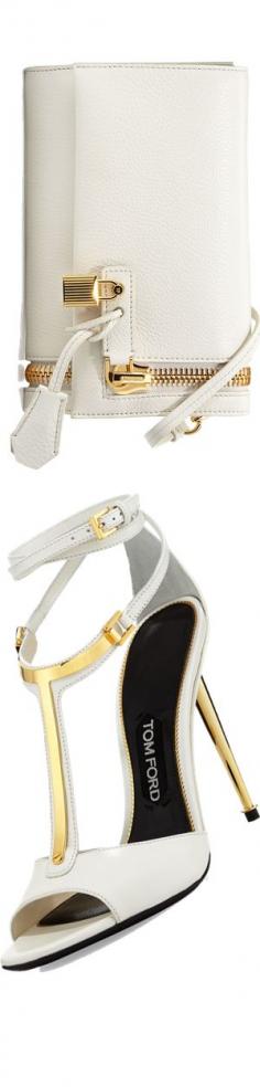 
                    
                        TOM FORD Leather T-Bar Ankle-Wrap Sandal, Chalk
                    
                