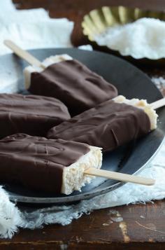 Chocolate Covered Coconut Paleo Popsicles