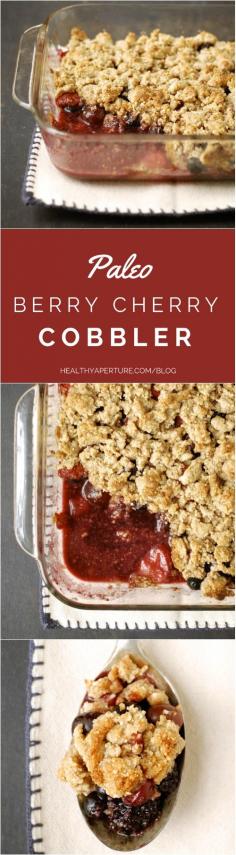 
                    
                        A paleo, grain-free, gluten-free version of the classic berry cobbler -- made with almond flour, maple syrup and coconut sugar. Original recipe calls for frozen fruit blend but fresh summer berries would taste even better! Recipe by kumquat | gretchen on HealthyAperture
                    
                