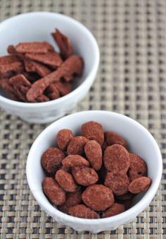 Cocoa Dusted Dark Chocolate Covered Almonds - a superb bite. #chocolate #almonds