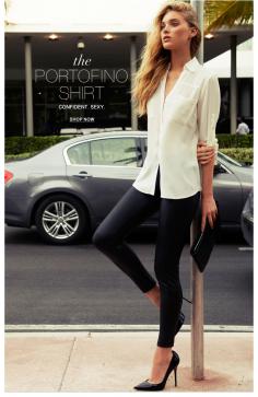 A perfect look. Portofino shirt, skinny black pants, heels