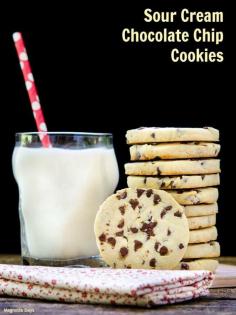 Sour Cream Chocolate Chip Cookies are crunchy with a light vanilla flavor and loaded with chocolate chips. Make them for your family today.