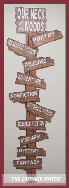 How about decorating your library or classroom with a Camp Read Smore theme?? The Library Patch has a printable bundle of FIVE different wall and bulletin board resources including this genre signpost. ($)