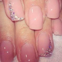 Diamond Nail Design - pastel pink nail art