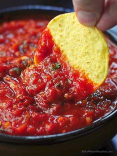 Spicy Roasted Tomato Chipotle Salsa Recipe Bc sometimes I like American salsa