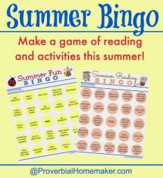 Proverbial Homemaker: Summer Reading and Activity Bingo (FREE Printables!)