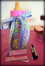 Baby shower idea. guess how many mms are in the bottle