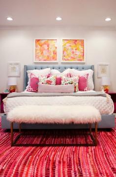 Girly bedroom with bright colors