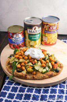 
                    
                        Mediterranean Chickpea flatbread with herbed yogurt. A healthy and delicious meal idea, perfect for summer!
                    
                