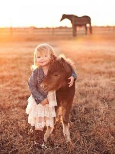 awwww-cute: My family’s newborn mini horse and cute little girl pose for photo shoot #wow #kids #style