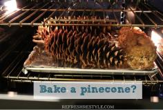 Bake your pinecones to kill insects and stop the sap flow.Bake at 250 ° on a foiled lined baking sheet.