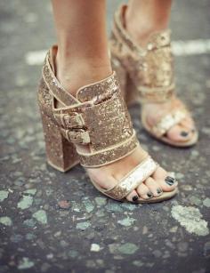 Twinkle toes: gold glitter shoes for me