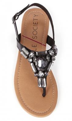 summer shoes, footwear, Flat summer sandals bejeweled with sparkling crystal stones
