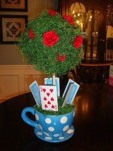 Topiary Centerpiece - Red Queen, Alice, Mad Hatter Tea Party