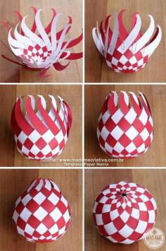 DIY paper Balls tutorial! Passo a Passo Bolas de Paper trançado! Lindo para decoração de natal! #chirstmascrafts