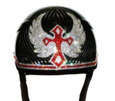 
                    
                        Swarski Crystal Motorcycle helmet design with wings
                    
                