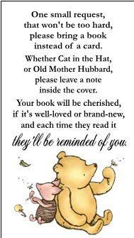 Classic Winnie the Pooh Baby Shower Book Request by DannisCuteCreations - I love this for birthdays too!!!  No need for cards, just write an inscription in a book.  So much more sentimental.