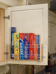 Extra storage idea for tall cabinets! #DIY