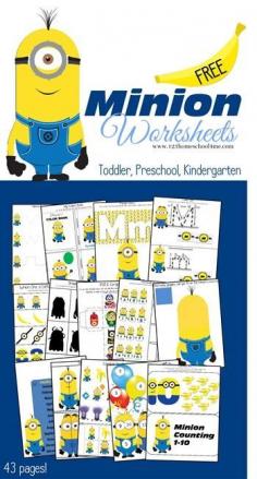 FREE Minion Worksheets for Kids - These are SO cute! What a fun way for toddler, preschool, and kindergarten kids to practice counting, adding, letter m, and so much more!