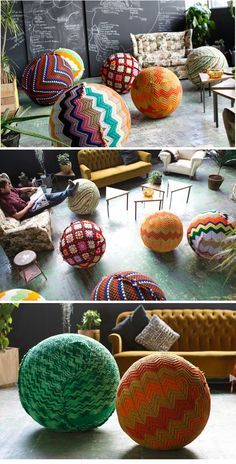 
                    
                        Yoga ball | Page Thirty Three - upcycling old knitted &amp; crocheted afghans - great idea! For computer room
                    
                