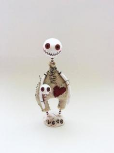 Halloween Skeleton Doll  Button Eyed by MyriamPowellDesigns
