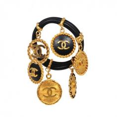 
                    
                        Chanel Black Leather Charm Bracelet | 1stdibs
                    
                