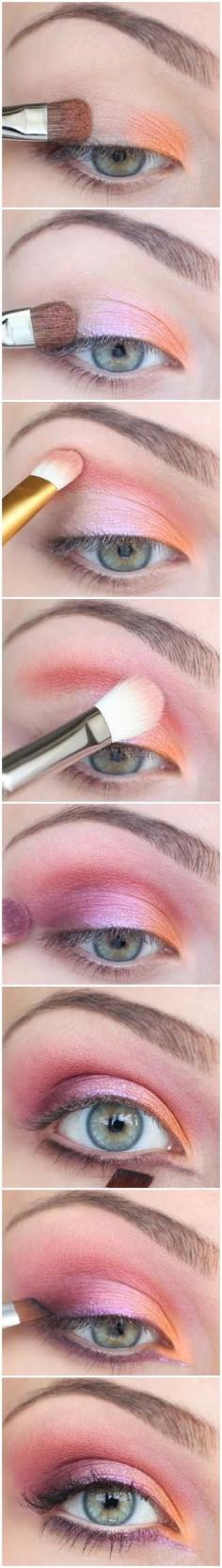 Orange & Pink Eye Shadow Tutorial #eyeshadow #makeup