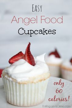 
                    
                        Angel Food Cupcakes - under 60 calories each! They taste amazing and you will never miss those extra calories!
                    
                