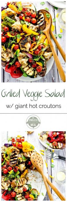 
                    
                        This Grilled Vegetable Salad with Giant Hot Croutons takes only 30 minutes to make and is so tasty! :: theendlessmeal.com
                    
                