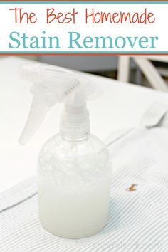 
                    
                        The Best Homemade Stain Remover Recipe: 1 part Dawn dish liquid, 2 parts hydrogen peroxide and 1 teaspoon of baking soda and put it in a clear spray bottle. Then I spritzed the stain a few times and let it sit for about 30 minutes.
                    
                