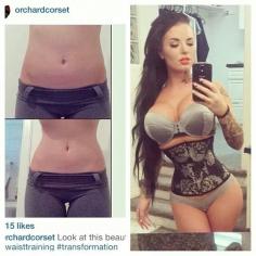 Waist training with a corset, waist training with a body shaper, before and after