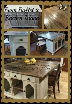from buffet to rustic kitchen island, kitchen design, kitchen island, painted furniture, repurposing upcycling, rustic furniture