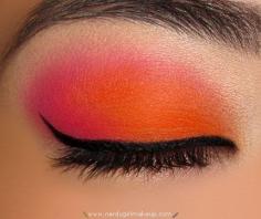 #makeup #emo makeup #punk makeup #orange #pink #black #eyeshadow #eyeliner